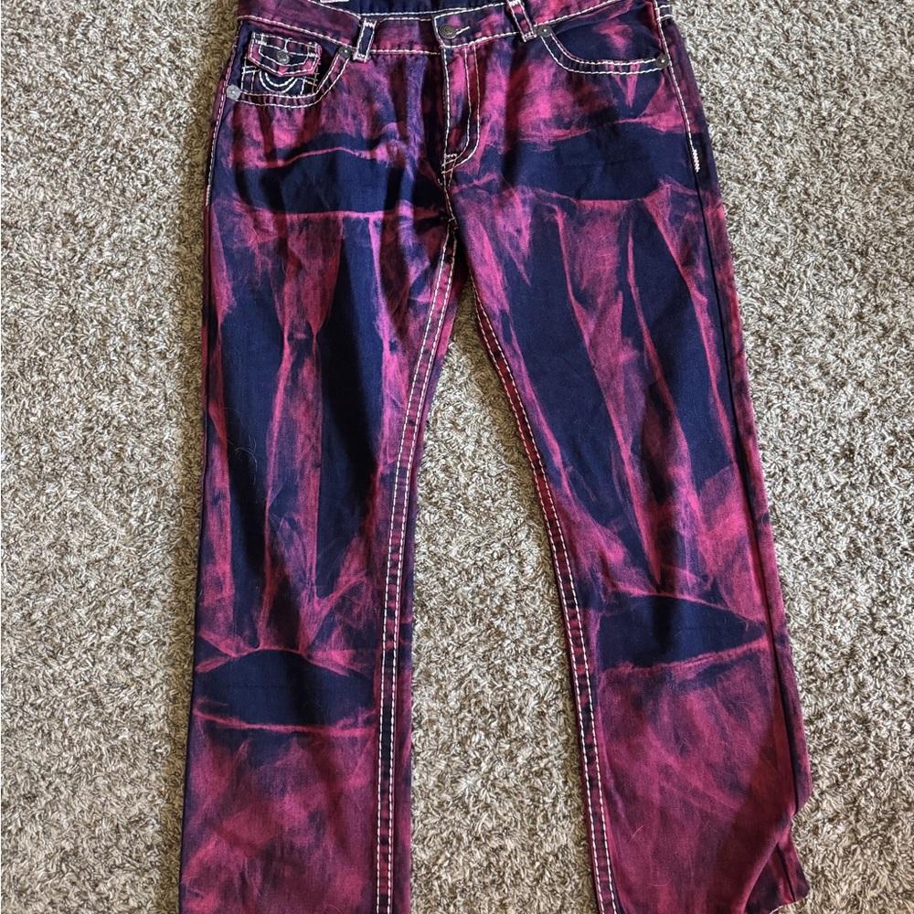 True Religion Men's Straight Jeans - Pink and Blue